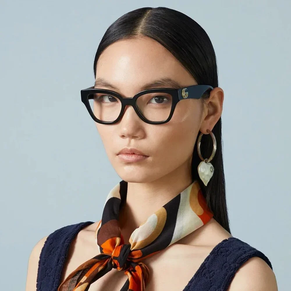 Gucci Women Eyeglasses Black Demo Cat Eye GG1424O 005 BRAND NEW